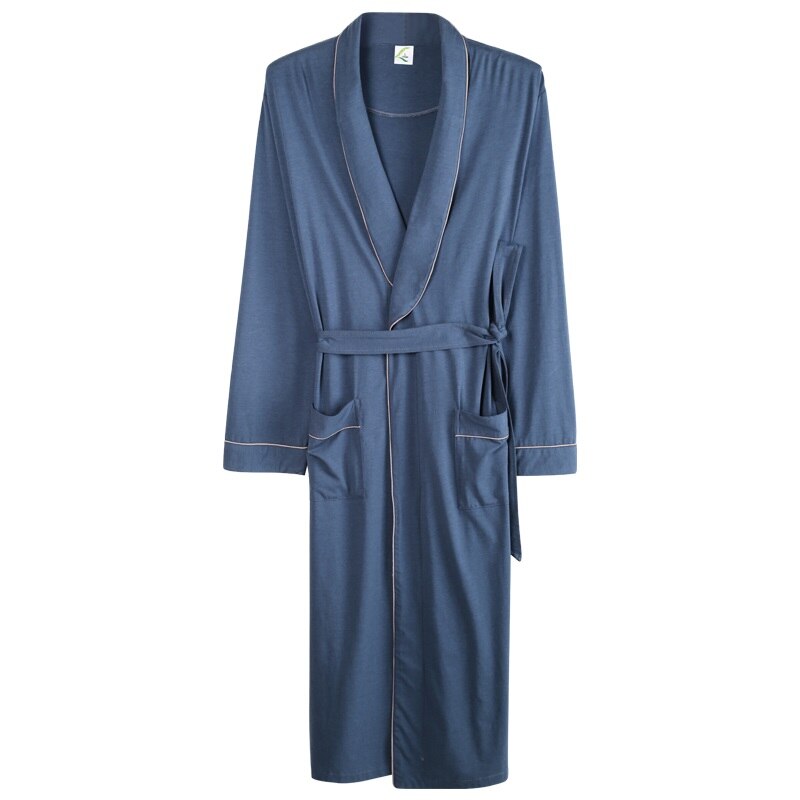 Peignoir Kimono en coton Modal pour homme, haut de nuit, couleur unie, Long, printemps, automne