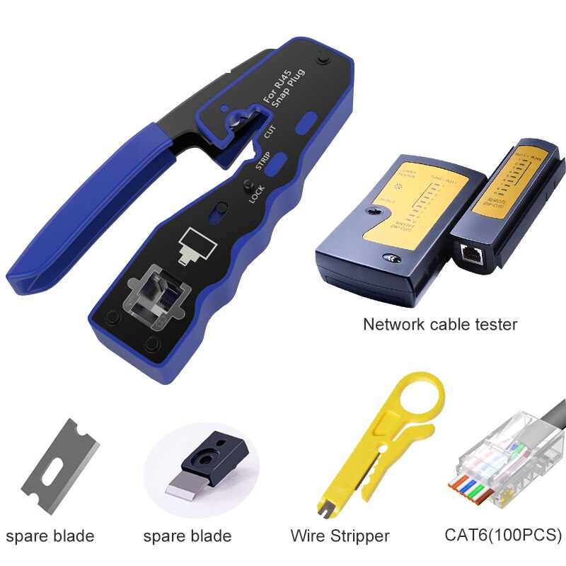 RJ45 UTP Crimper Network Tools Ethernet Cable Stripper Through-hole Connector CAT5/6/7/8 Pliers Pressing Wire Clamp Tongs Clip: Network cable clamp5