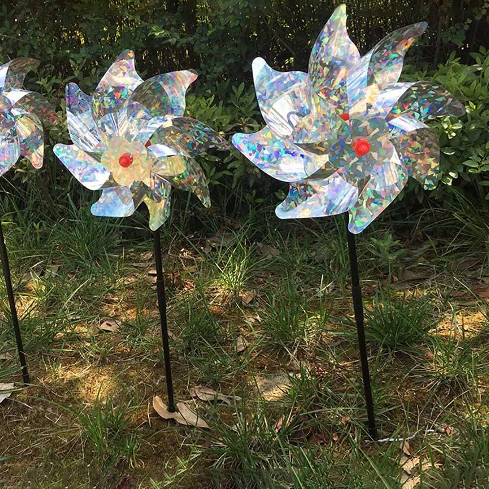 Molinete repelente de aves, molino de viento disuasorio de aves, reflectante, brillante, para disuasión de aves, decoración de césped y jardín, 10 Uds.