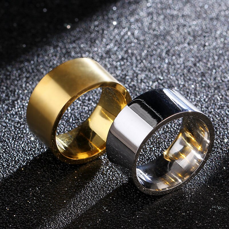 Mangosky 10Mm Heldere Gouden Kleur Titanium Ring Voor Mannen En Vrouwen