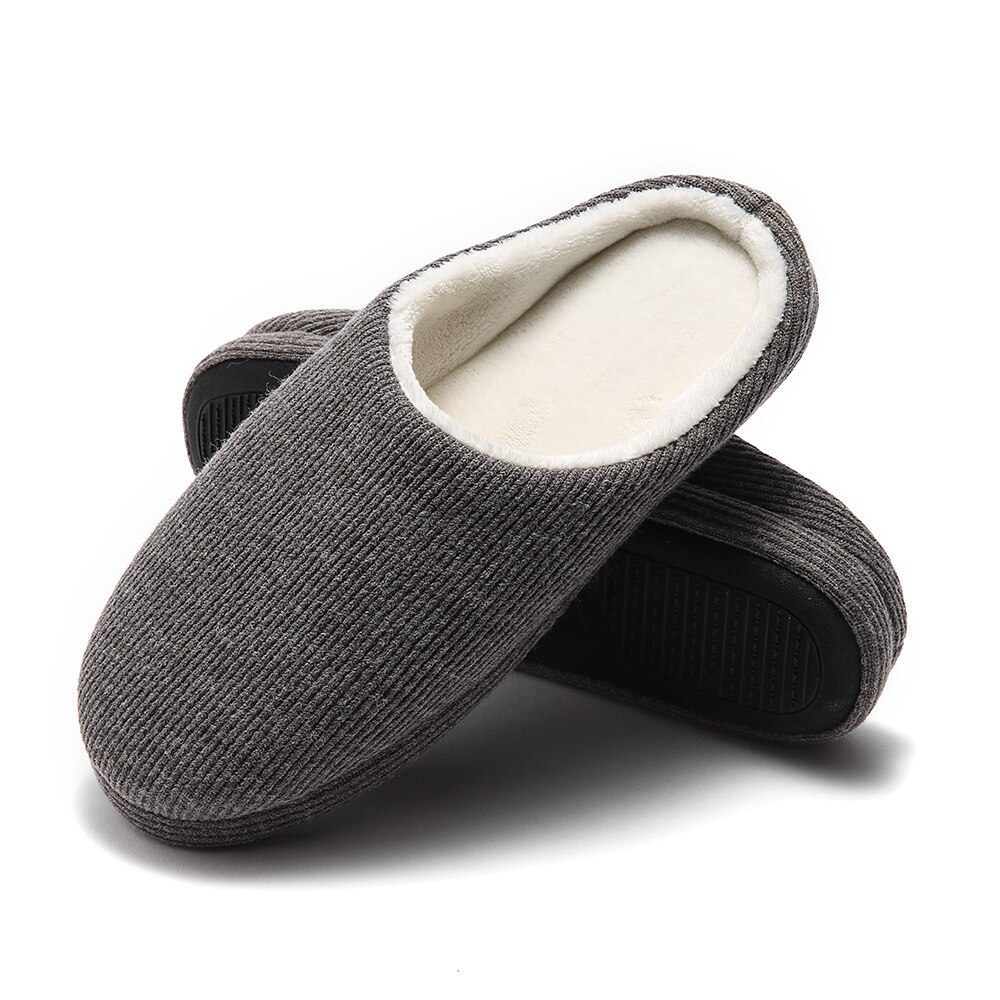 Hjemmesko til mænd memory foam åndbar strikket bomuld slip-on træsko skridsikre indendørs/udendørs sko: Grå / 9.5