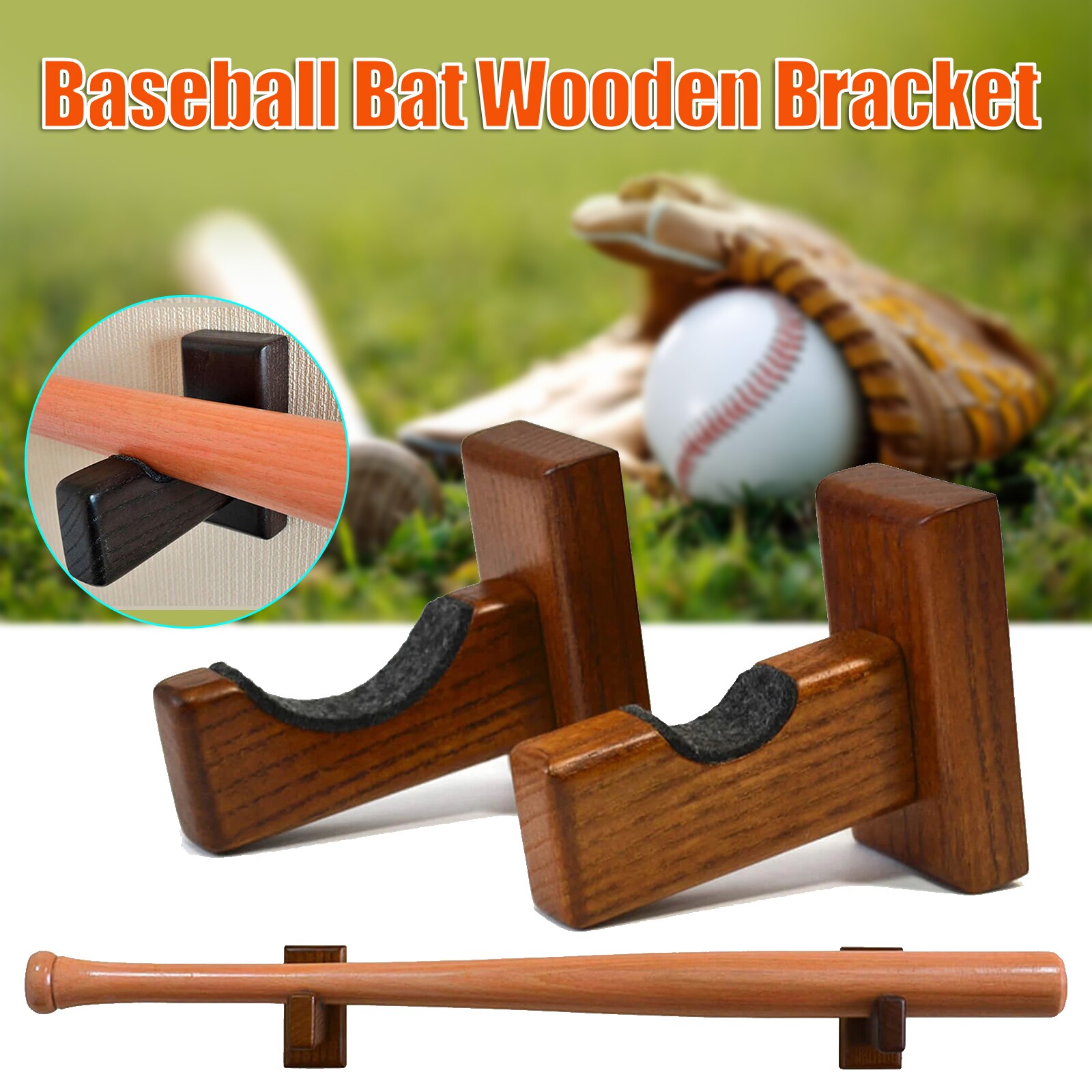 Ergonomic Baseball Bat Rack for Wall Wooden Rack Wall Mount Display Case Horizontal Wall Rack Bat Storage Shelf Beisbol