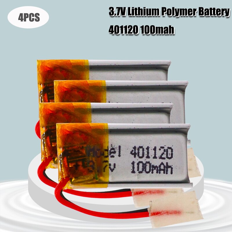 401120 Li-ion Polymer Battery 3.7v 100mah Rechargeable Batteries CE FCC ROHS Certification Safe Power Supply: 4PCS