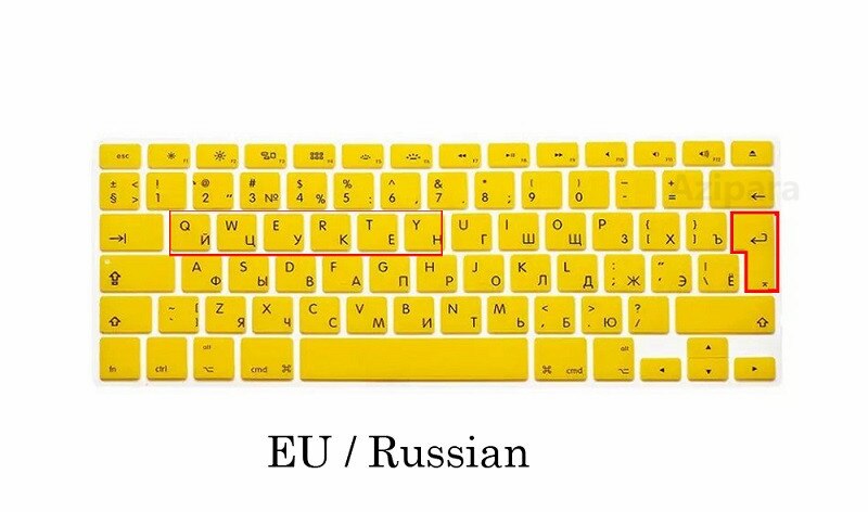 Coque de clavier en silicone souple EU/US pour Macbook Pro 13 Pro 15 CDROM A1278 A1286, EU/US/russe: EU-Yellow