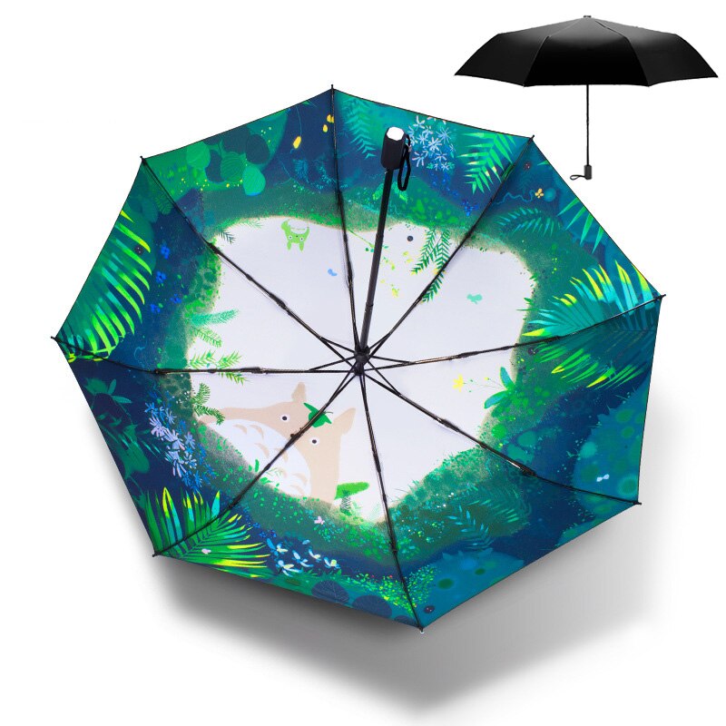 Vijverkarpers printen dames dames regen- en zonneparaplu 3 opvouwbare 8 baleinen zonnescherm uv-bescherming paraplu's guarda chuva: 3