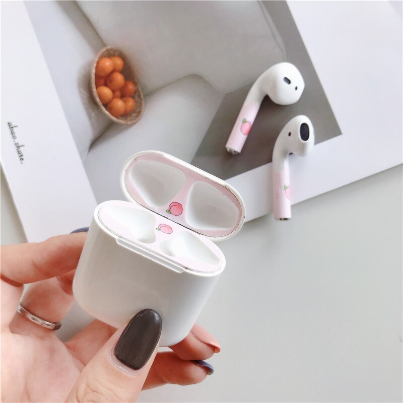 Peau d'avocat housse de protection autocollants pour Airpods étui anti-poussière autocollant peau couverture intérieure autocollants Film pour Air Pods 1/2: D