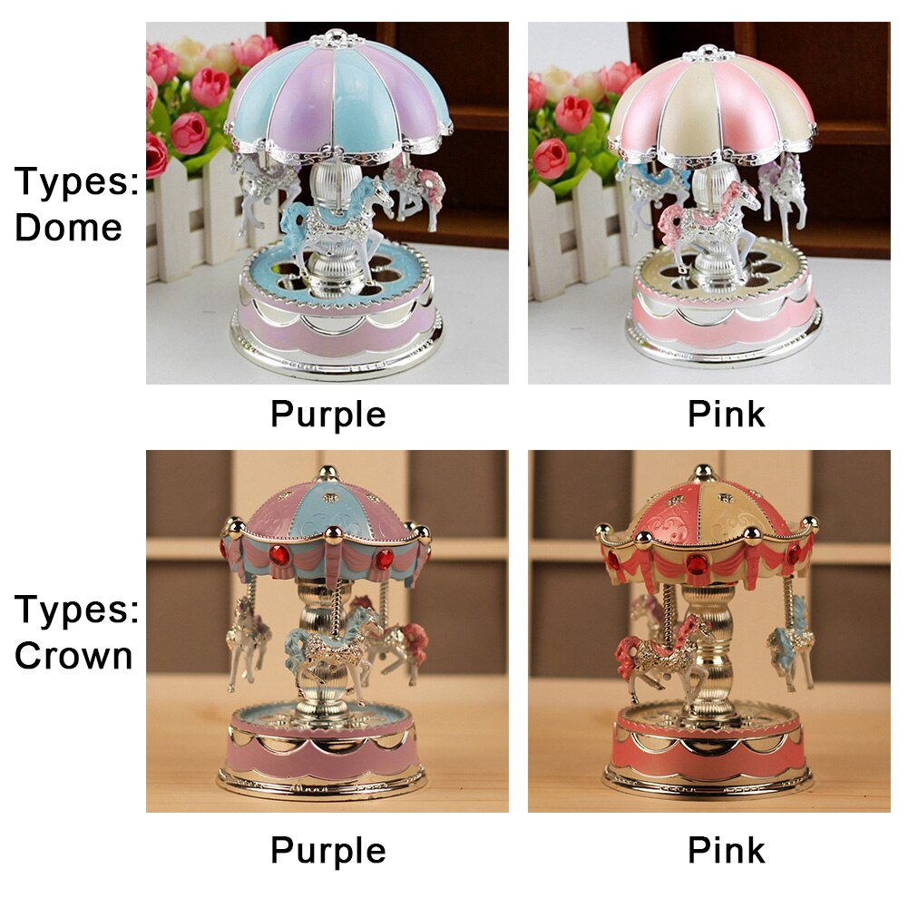Battery Powered LED Carousel Music Box Birthday Unisex Home Decor Toy Party Baby Room Wedding Romantic Desktop Game