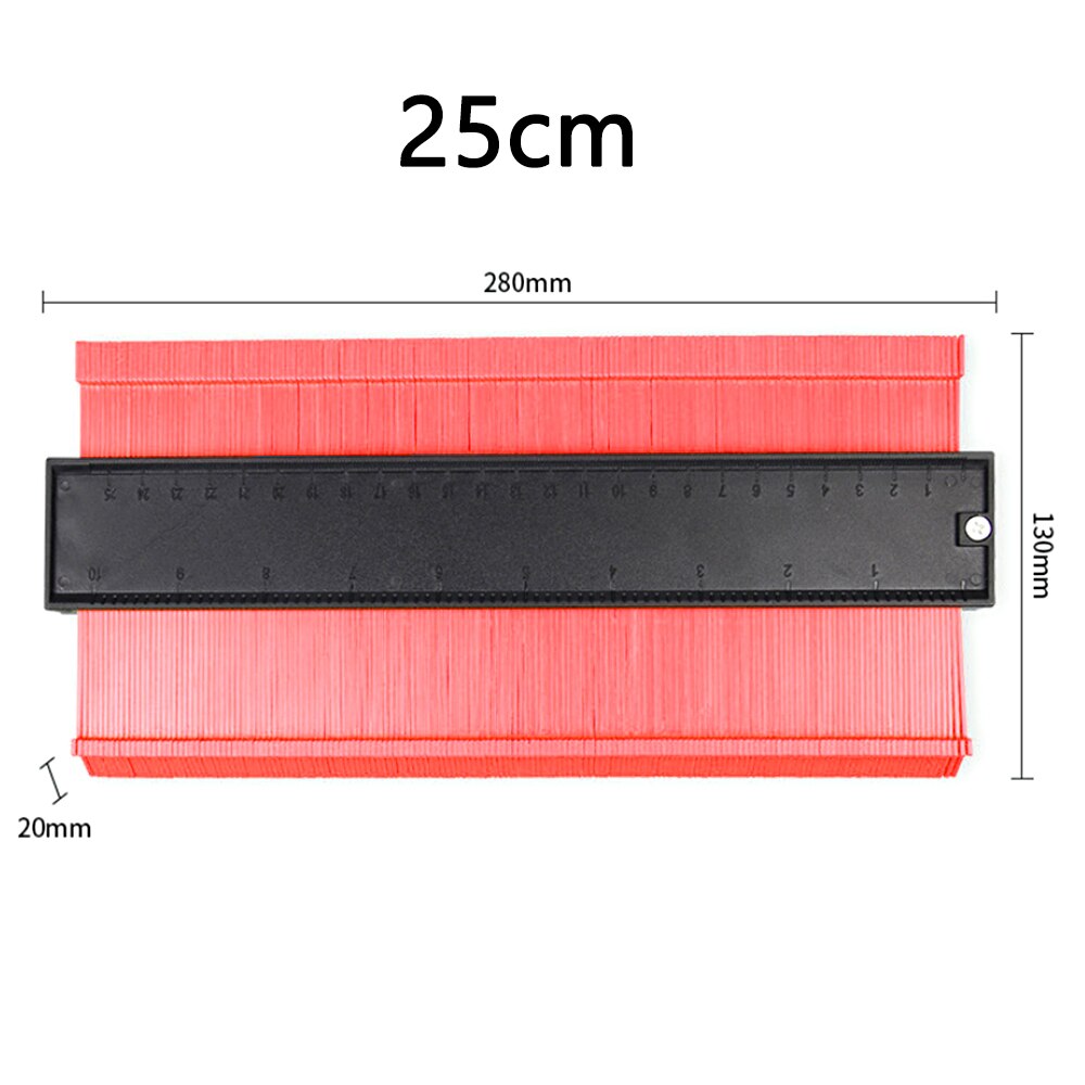 WAKYME Multi-funktion Kopie Messgerät Kontur Profil Holzbearbeitung Werkzeuge strahlend Winkel Lineal Messgeräte Meethulp Messgerät: rot 25cm