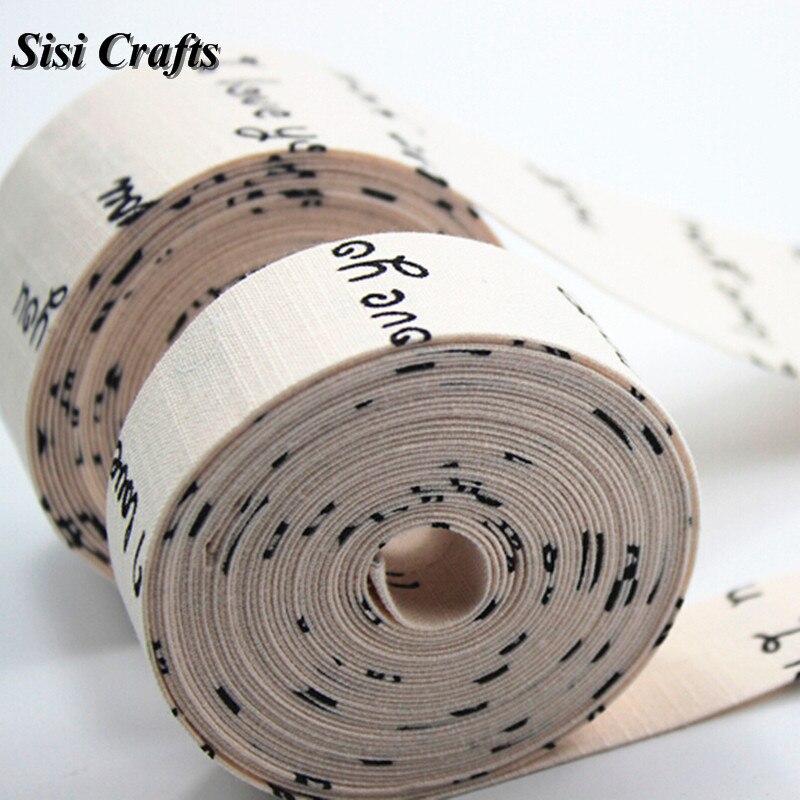 Sisi hantverk trycktejp cyan rosa elfenben jag älskar dig band tyg riband bias skiktning gör det själv hår rosett krage handgjorda tillbehör: 1 meter elfenben / 25mm