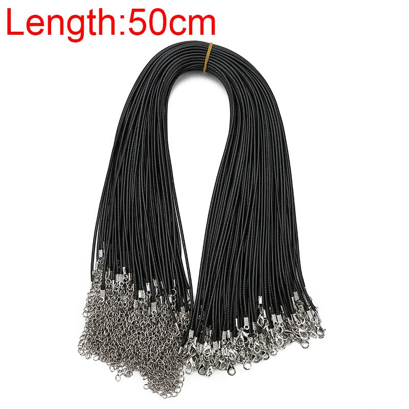 20 sztuk/partia okrągły Lobster klamrami przewód woskowany naszyjnik luzem średnica 1.5mm 2mm czarny koreański woskowane liny nici dla Diy two...: Length 50cm / Diameter 1.5mm
