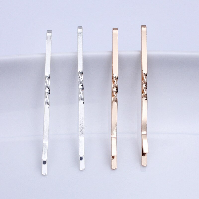 50 Pcs Metal Hair Pins - 55x2mm Geometric Twist Bobby Pins for Women - Classic Hair Accessories