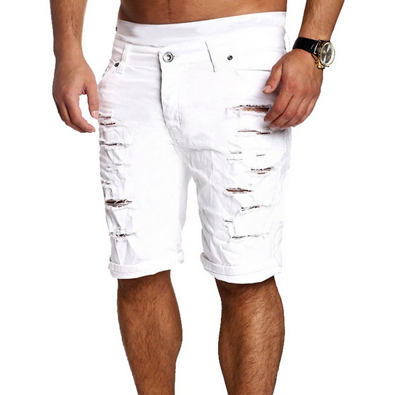 Mode déchiré trou denim shorts hommes noir blanc hakket maigre 304#  droit jeans dekorations shorts shorts hommes vintage: 4