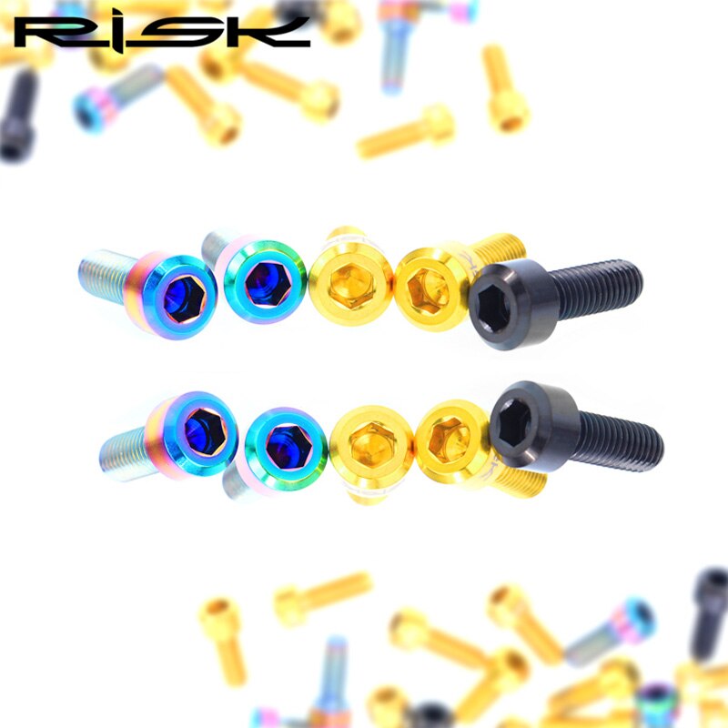 RISK-tornillos de aleación de titanio para bicicleta de montaña, accesorio ultraligero de mango fijo, M5 x 14mm, 2 unids/lote, M5 x 14mm