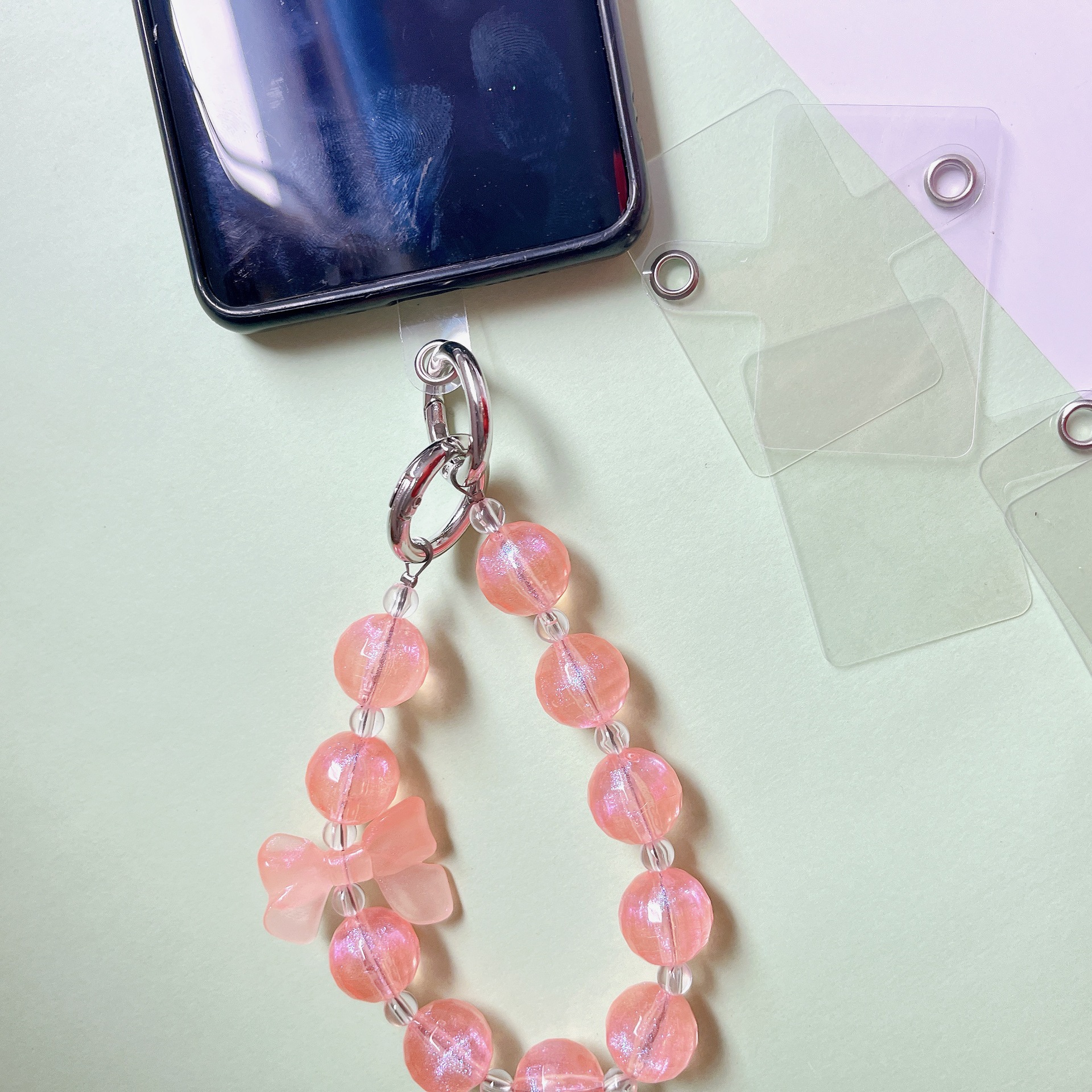 1/3/5/10Pcs Mobile Phone Anti-lost Lanyard Card Gasket Universal Transparent Clip Detachable Phone Hanging Cord Strap Tether Pad