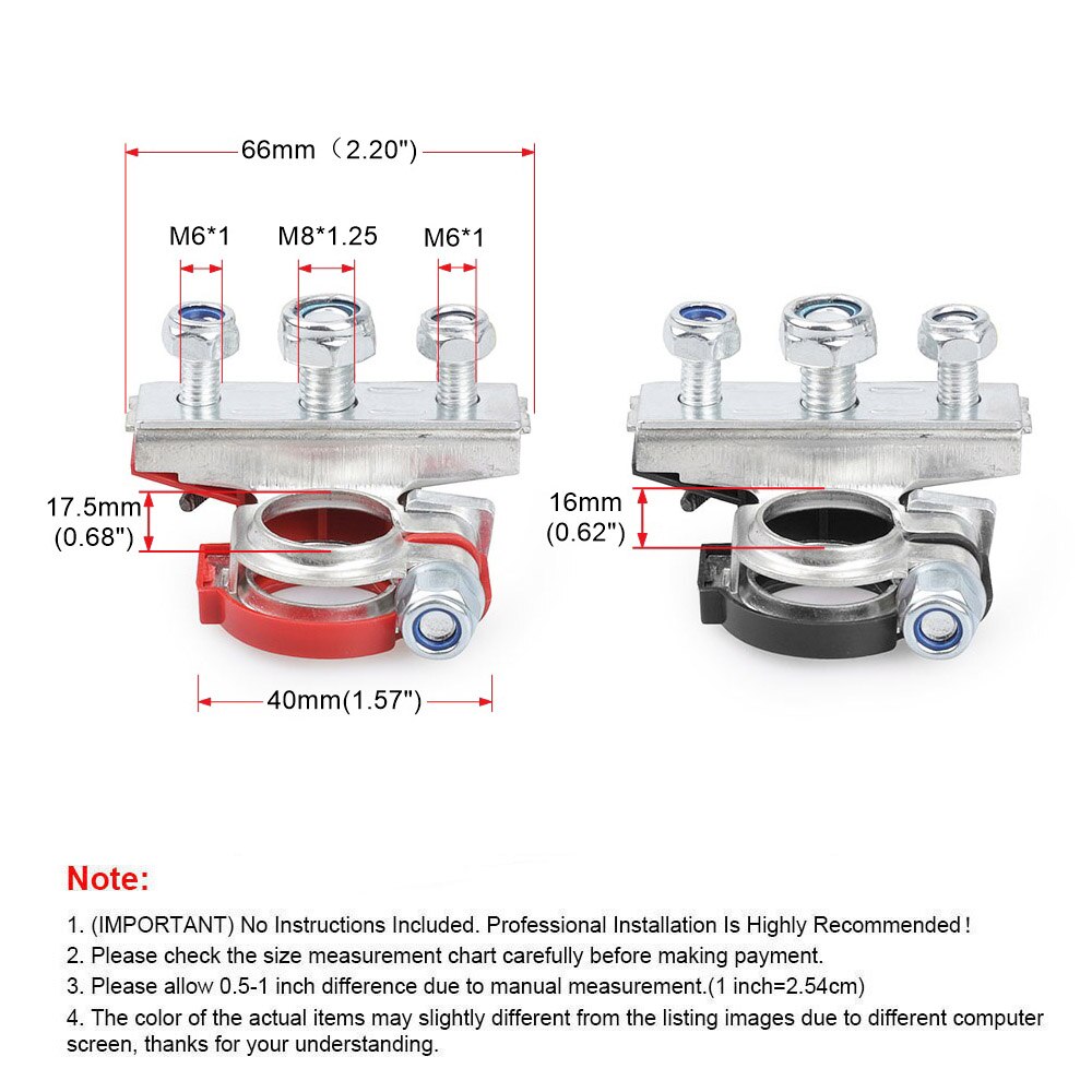 Automotive Car Top Post Battery Terminals Wire Cable Clamp 1Pair 12V 24V Terminal Connectors Car Accessories