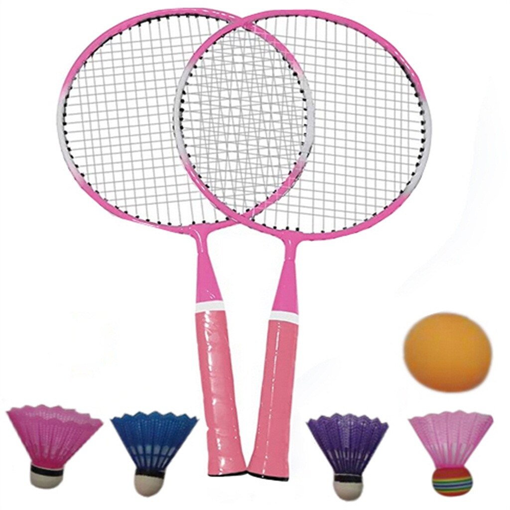 Badminton Set, Portable Outdoor Badminton Combination Set Badminton Net System Shuttlecocks Rackets Training Sports: Pink 