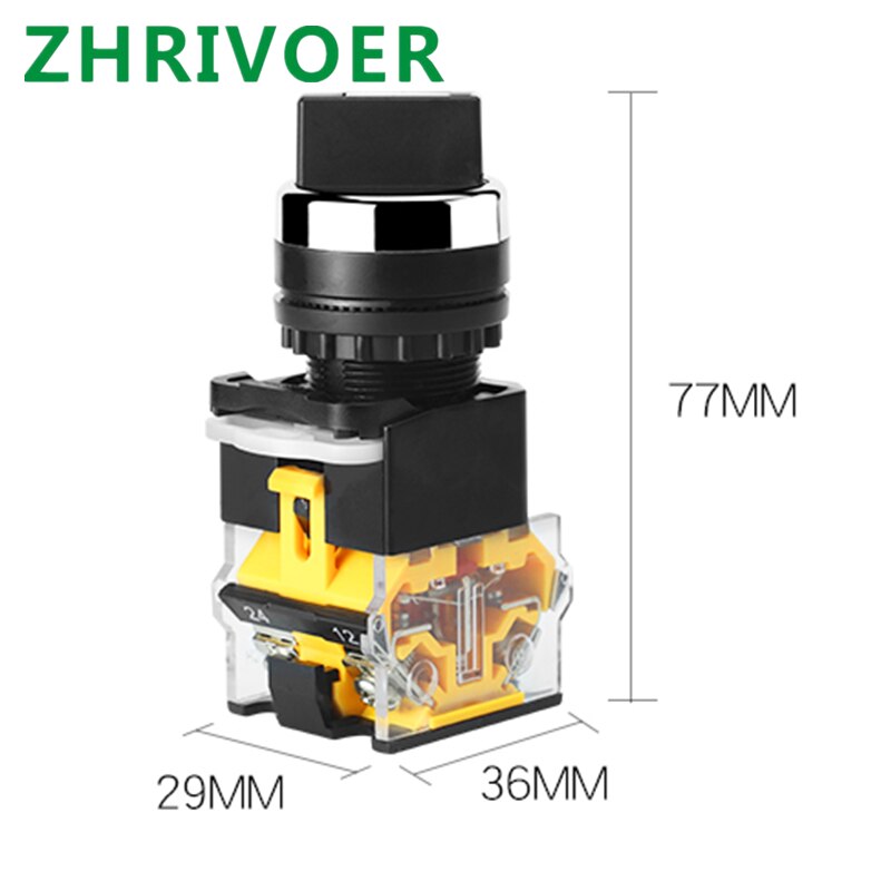 22mm La38-11x220x3, 10a400v Self-locking / Self Reset Knob Switch 2 / 3-position Rotary Switch, 4 Screw Power Knob Switch