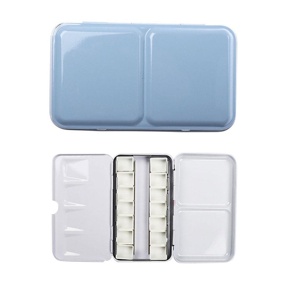 Watercolor/oil/ Acrylic Paints Tins Box Color Empty Palette Painting Storage Paint Tray Box With Half Pans For Art Supplies: blue