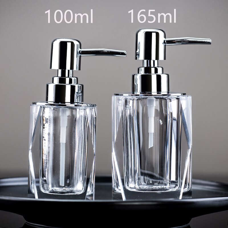 Transparent Crystal Glass Hand Sanitizer Soap Bottle European Press Hotel Liquid Soap Dispenser Soap Lotion Bottle LD85: style 1 / 100ml