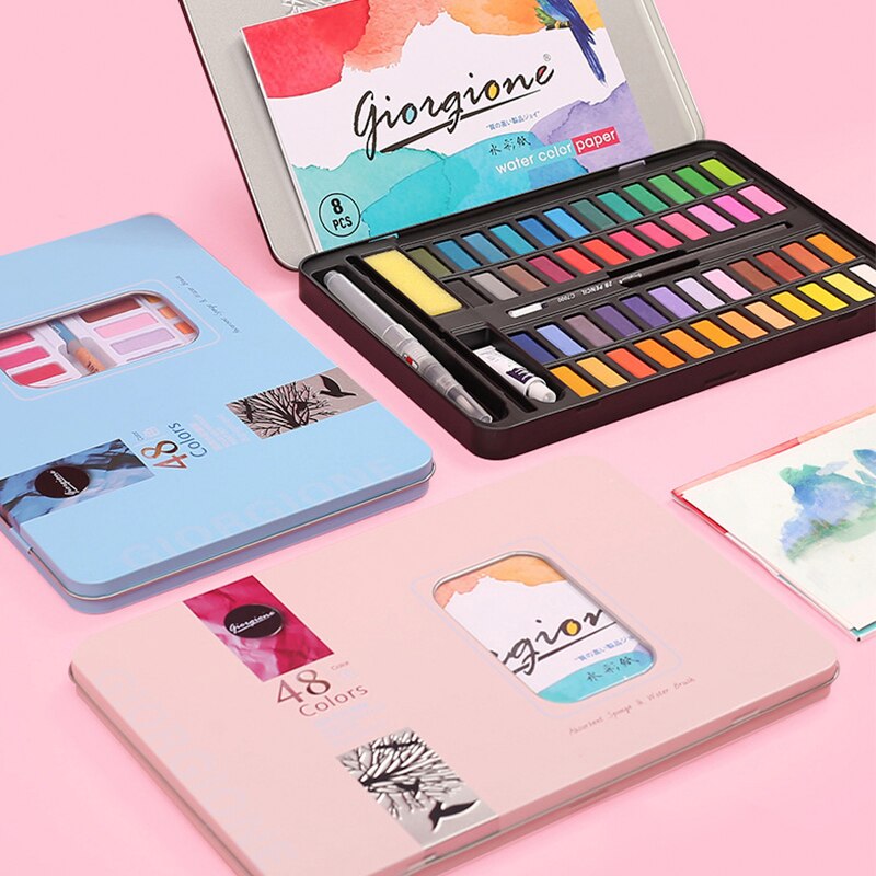 36-Kleuren Glitter Aquarel Verf Set Aquarel Pigment Schilderen Leveringen Metallic Effen Water Kleuren Palet