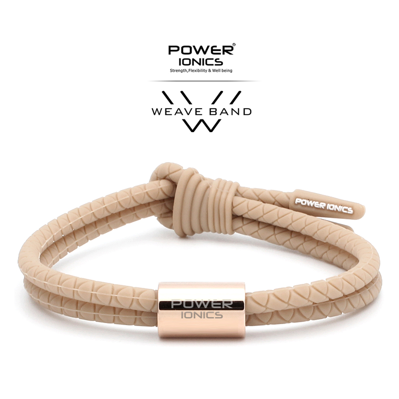 Power Ionics WEAVE BAND Unisex Waterproof Ions and Germanium Sports Bracelet Free Lettering: Nude-RoseGold Ring