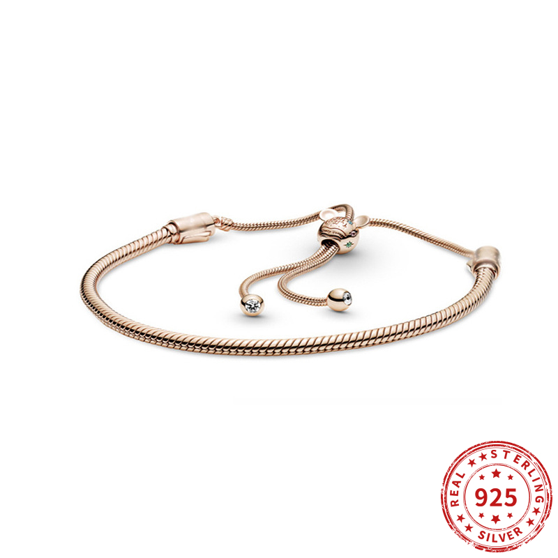 Braccialetto a catena con serpente a forma di topo in argento sterling 925 reale adatto per gioielli da donna con bracciale con perline Pan originali 2021