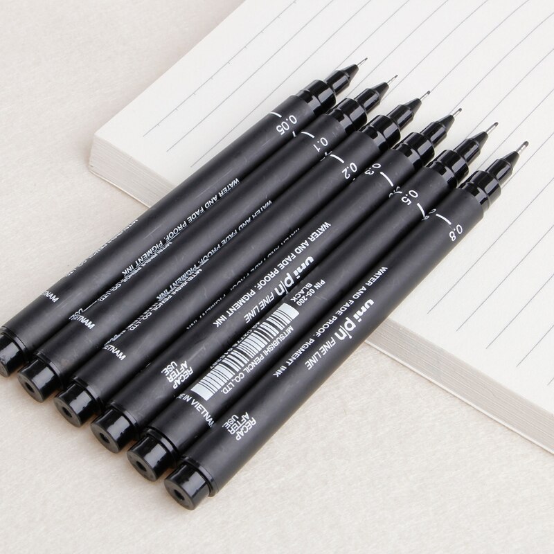 Bolígrafo de dibujo de línea ultrafina, pluma de pintura con punta de aguja, 6 piezas, 005 01 02 03 05 08, 1XCE