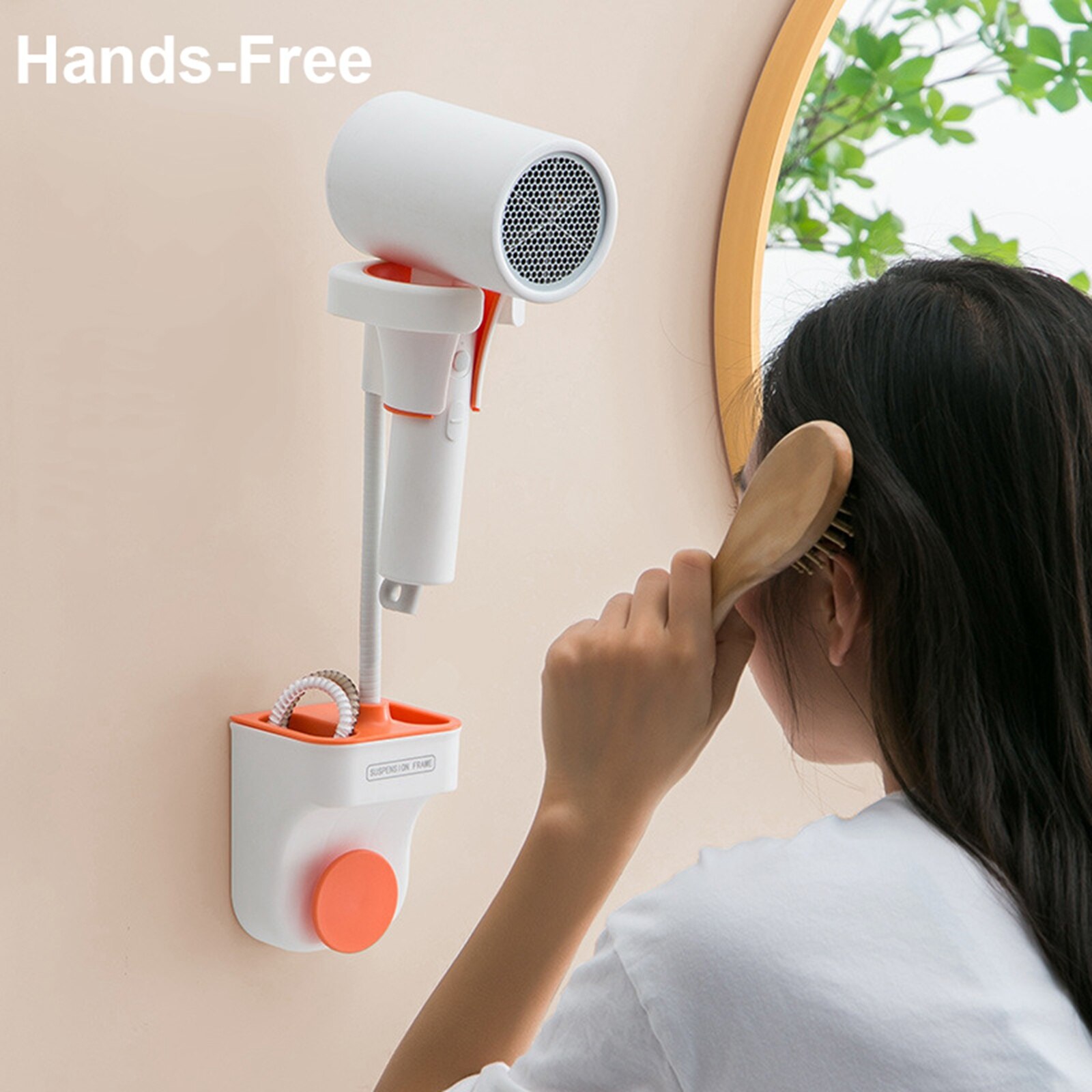 Handsfree Staande Föhn Houder 360 Graden Rotatie Badkamer Planken Opbergrek Universele Voor Haardroger Stand Wall Mount