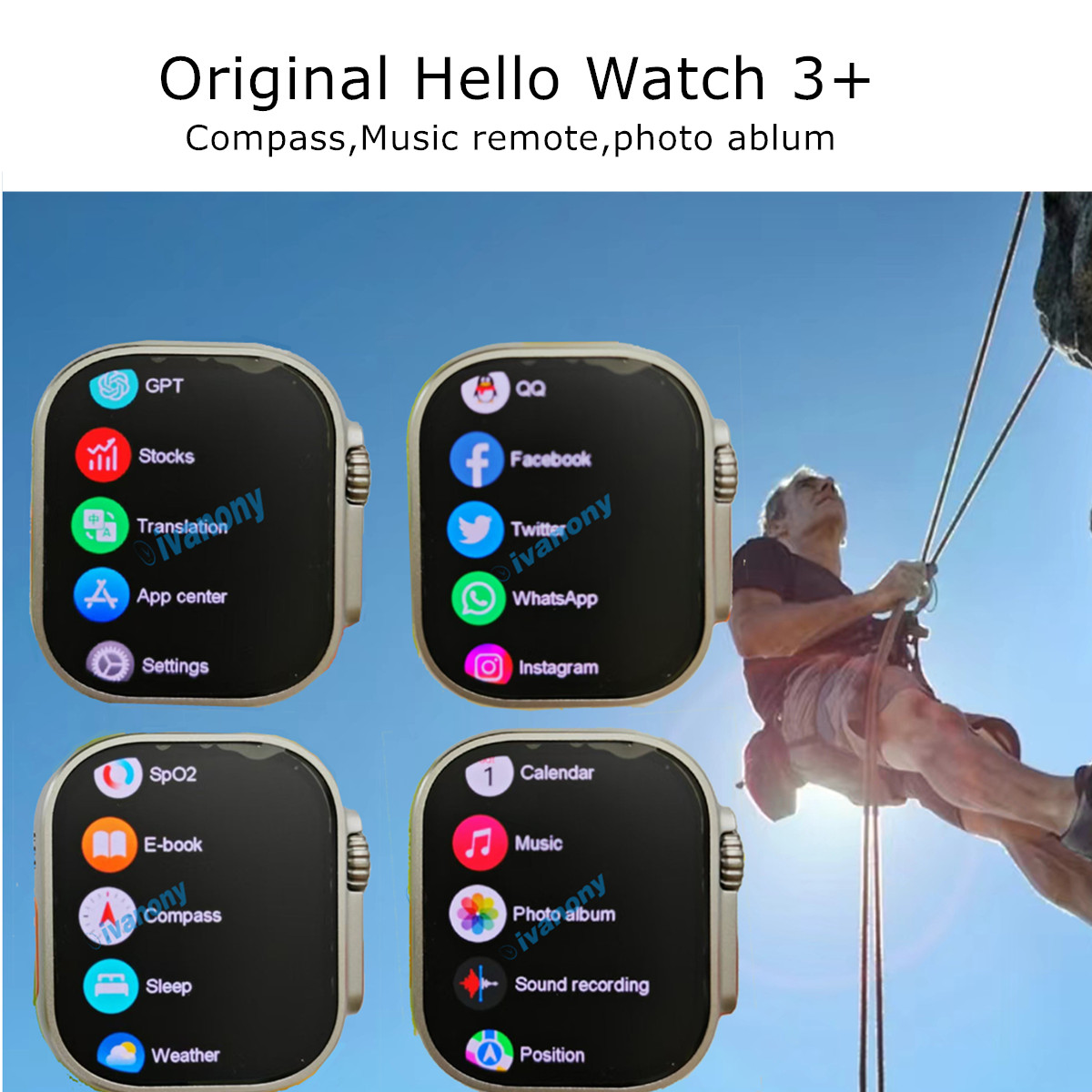 Relógio inteligente hello watch 3 plus ultra 4gb 49mm tela amoled resposta chamada assistente de voz chatgpt ebook duplo núcleo rastreador de fitness