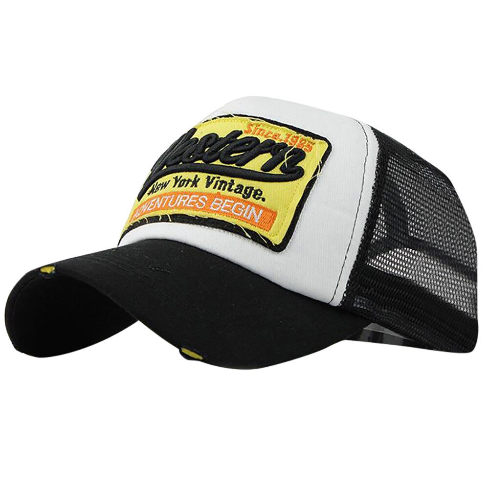 Gorras de béisbol bordadas para hombre y mujer, gorros de béisbol unisex, de algodón Multicolor, malla con letras bordadas, unisex: Black