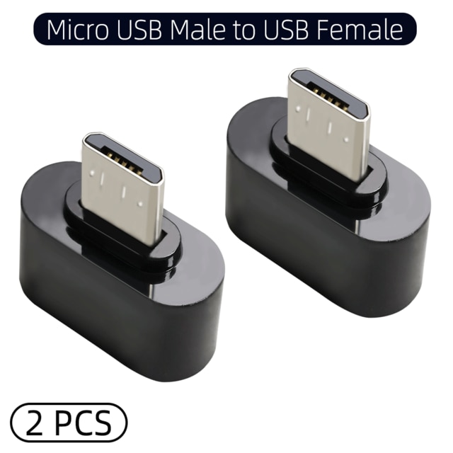 Adaptador USB tipo C OTG macho a USB 2,0 hembra, convertidor Micro USB macho a USB hembra para Macbook, Samsung, Huawei, OTG: 2Pcs Black Micro