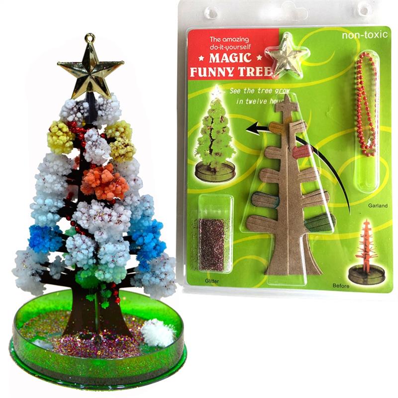 Christmas Tree Paper Tree Flower Toy Visual Magic DIY Planting Paper Tree Growth Crystallization Tree Children Christmas