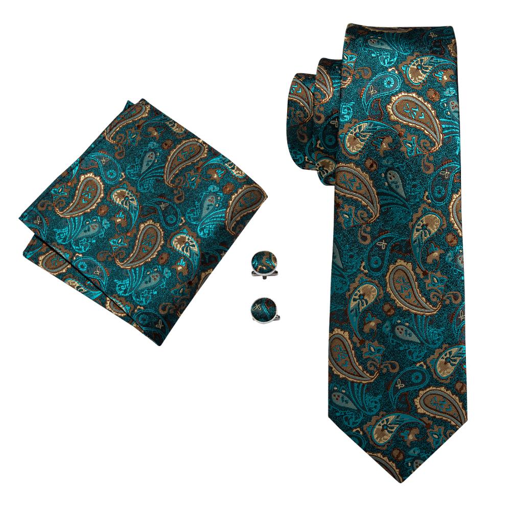 Barry. Wang Groen Baby Paisley Zijden Stropdas Voor Mannen Stropdas Bruiloft Hanky Manchetknopen Set Accessoires FA-013