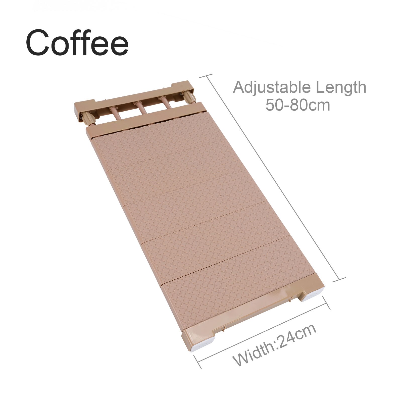 Adjustable Closet Organizer Storage Shelf Space Saving Wardrobe Wall Mounted Rack Kitchen Home Decorative Cabinet Holders: Coffee L50-80cm W24c