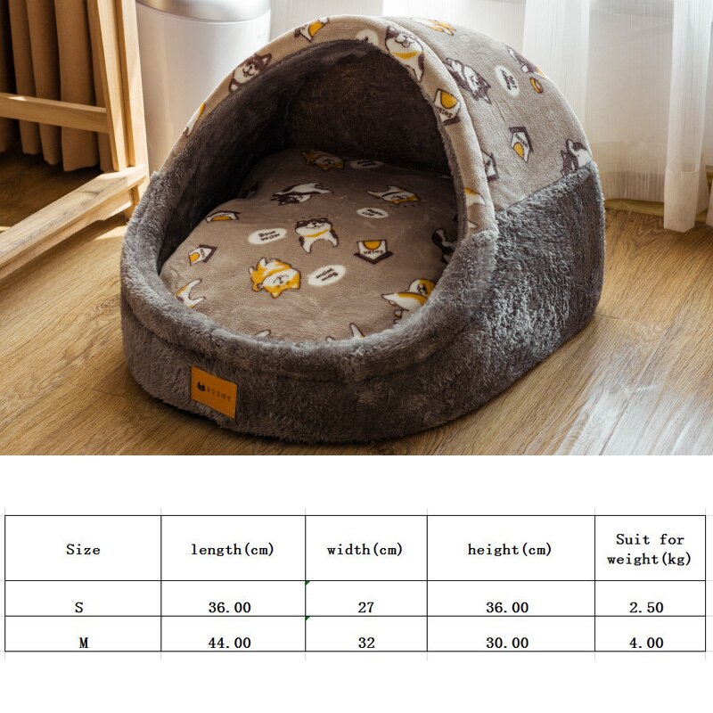 Hondenmanden voor kleine honden, honden- en kattenmand, uitneembaar hondenhok, warm hondennest, hondenhokkussen, kattenhuis, kattenhuis, huisdierproducten: Koffie / M