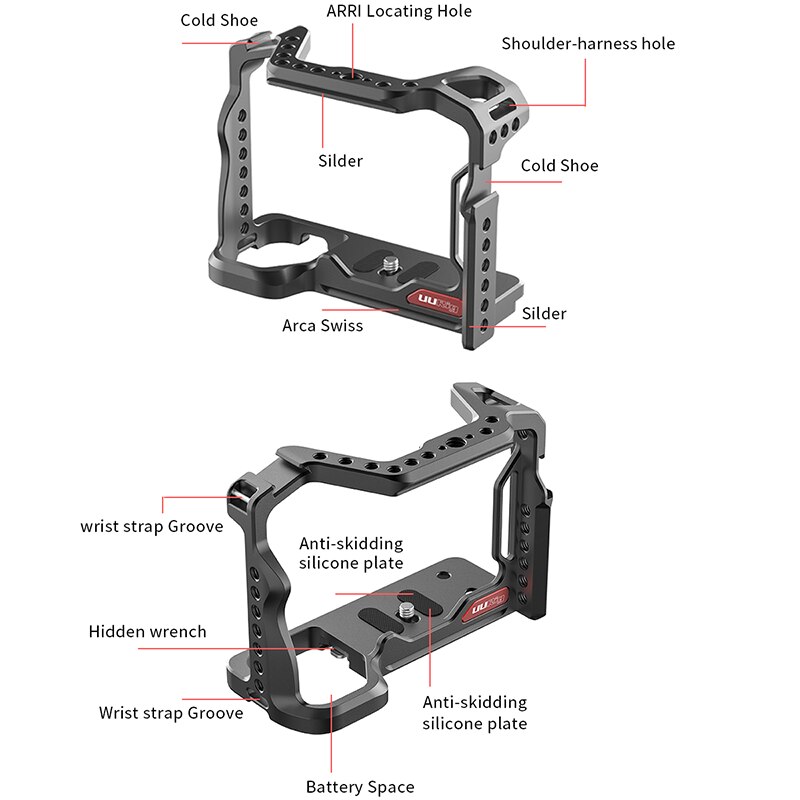 UURig Metall Käfig Rig für Sony A73 A7III A7R3 A7M3 Rig mit Arca Swiss und Arri Ortung Loch Verlängern Kalt schuh Montieren Mic Licht