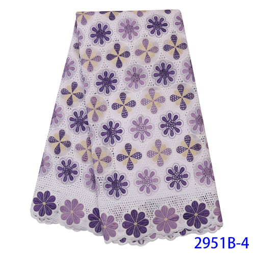 Oranje en witte katoenen kant stof, kant stijlen nigeria, geborduurde stoffen met stones voor jurken KS2951B-5: Picture 4