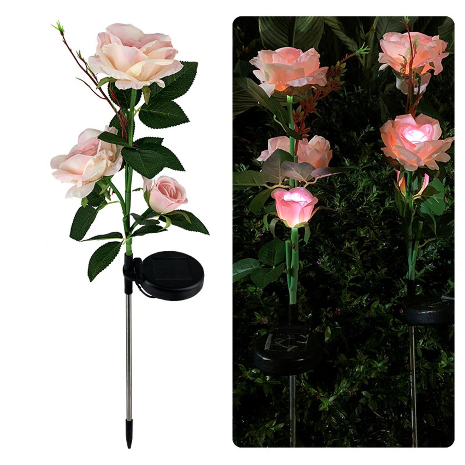 Zonne-energie Led Light Rose Bloem Lamp Simulatie Bloem Solar Lamp Voor Gazon Yard Garden Lichtgevende Bloem Tuin Decoratie