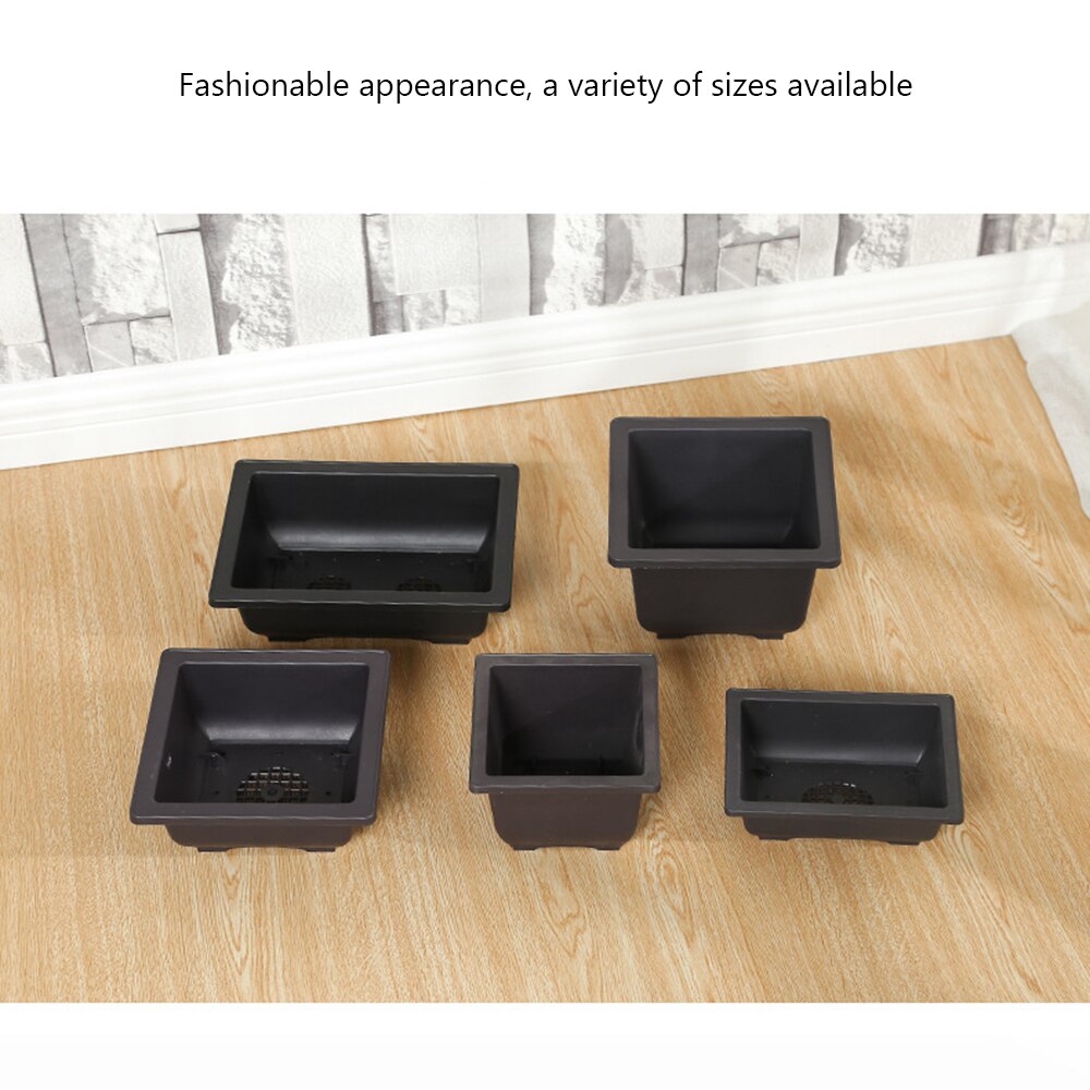 1PC Plastic Rectangle Square Flower Pot Plant Bowl Bonsai Succulent Basin Nursery Succulent Pot Garden Supplies