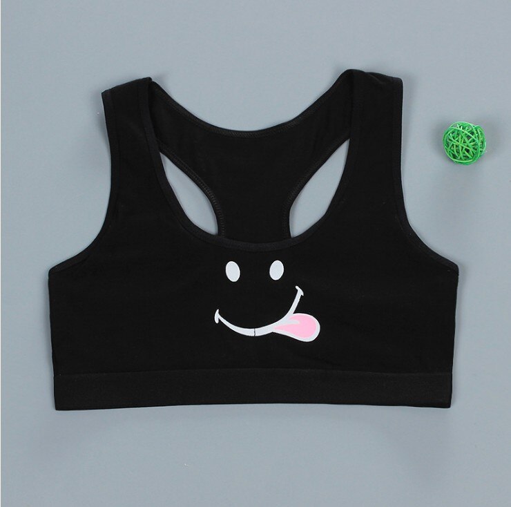 Training Bra For Girls Underwear Cotton Tops Crop Teens Cartoon Sports Bras Vest Teen Clothing 9-15Y: black