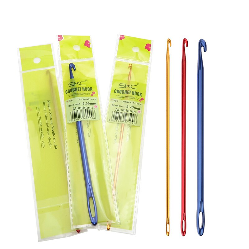 Miusie 3 stk 2.75mm 4.0mm 6.0mm afghansk tunisisk aluminium heklenål vev strikkeverktøy med ødu strikking sy nål håndverk garn