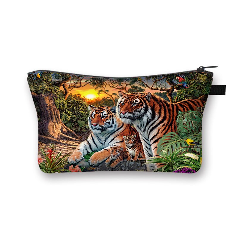 Biały nadruk tygrysa kosmetyczka moda kosmetyczka kosmetyczka torebka na suwak Organizer podróżna kosmetyczka kosmetyczka dziewczyny Mini torebka: shzbtiger18
