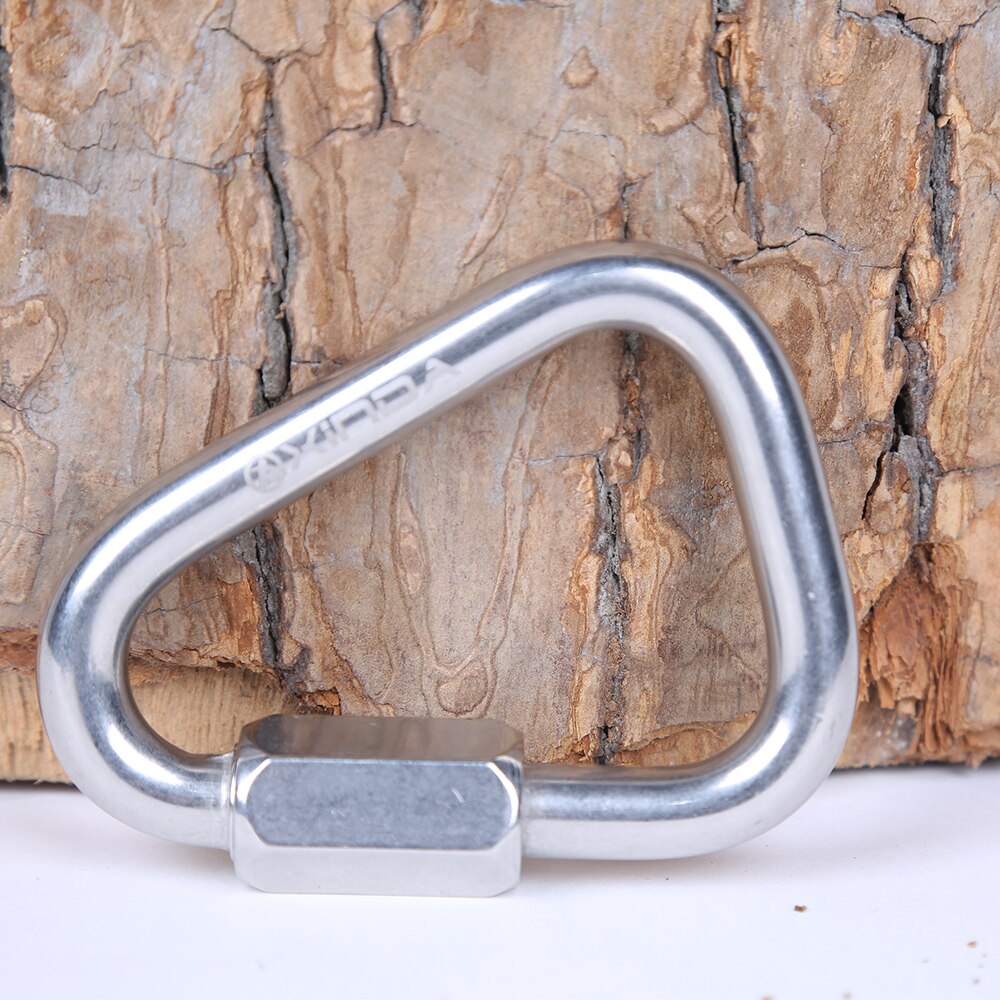 60KN 316 Edelstahl Dreieck Karabiner Schraube Verriegelung Haken Klettern Bergsteigen Klettern Zubehör