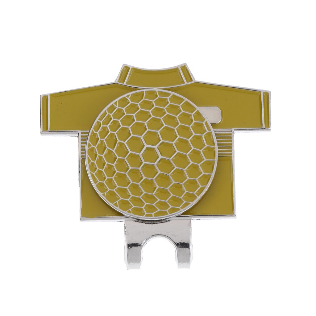Magnetic Hat Clip with Golf Ball Marker - Golf Sports T Shirt Pattern: Yellow