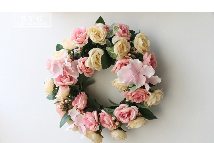 Sztuczne kwiaty jedwabne róże eukaliptusowe jagody drzwi nadproża kwiat lustro girlanda z kwiatów wieniec ślub tło z kwiatami rekwizyty