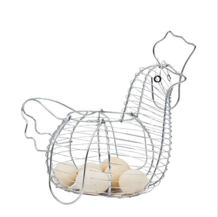 Huhn Ei Korb Halfter innovativ Große Metall Draht Henne Geformt Küche Lagerung Korb Gestell Dekor