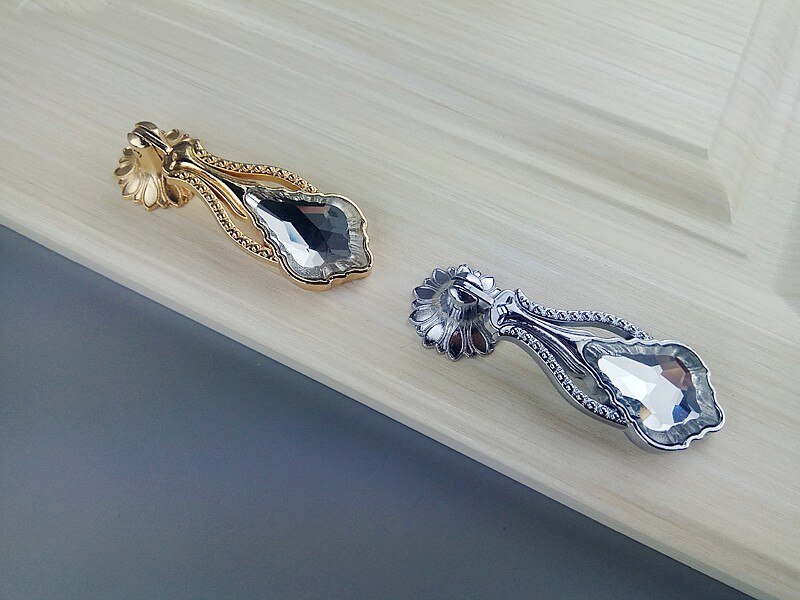 Rosa guld krom vedhæng krystal glas knopper møbelskuffe håndtag garderobe køkkenskabe skab kommode dør trækker knop