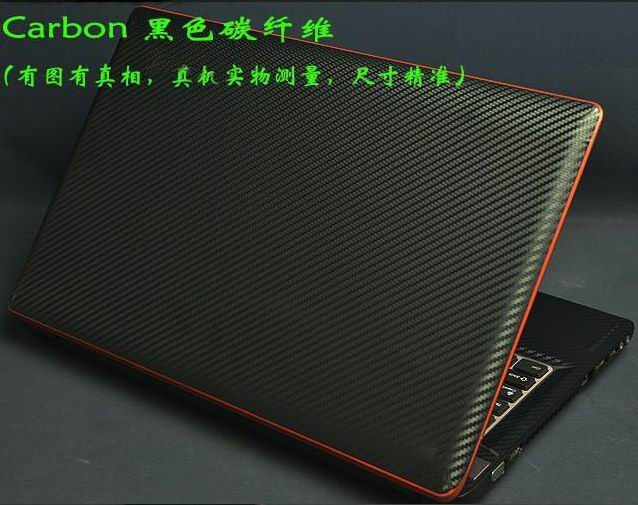 KH Laptop koolstofvezel Krokodil Slang Lederen Sticker Skin Cover Guard Protector voor Toshiba C50 15.6": Black Carbon fiber