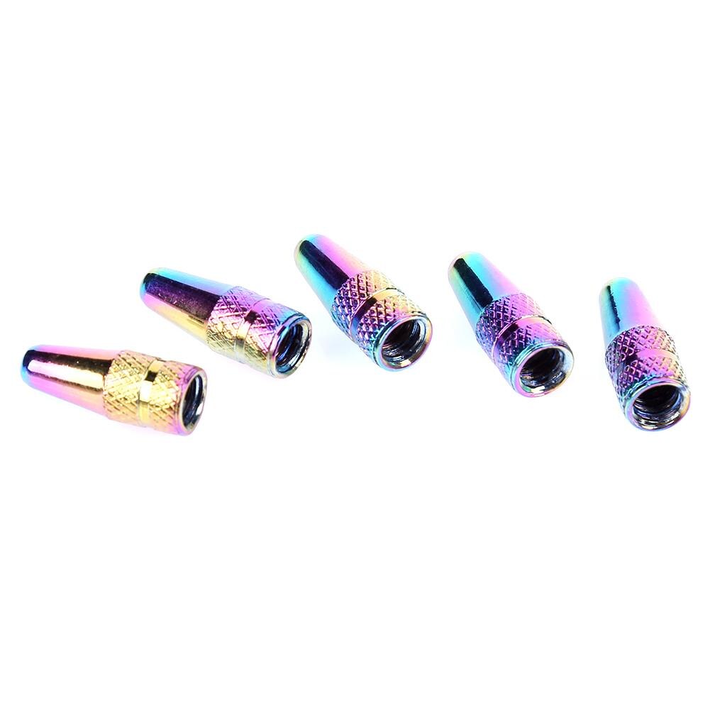 5Pcs Fiets Presta Ventiel Cap Aluminium Fiets Ventieldopje Regenboog Kleur Hoge Druk Spikes Ventiel Stofkap Voor mtb Bike