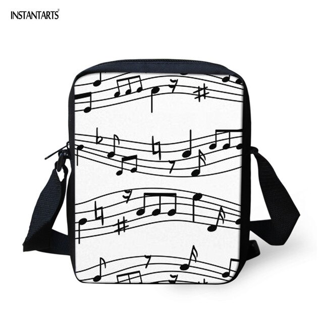 INSTANTARTS Music Note Piano Crossbody Bag Brand School Student Bookbag Mini Messenger Bag Flap Handbag Schoolbag: HX1018E